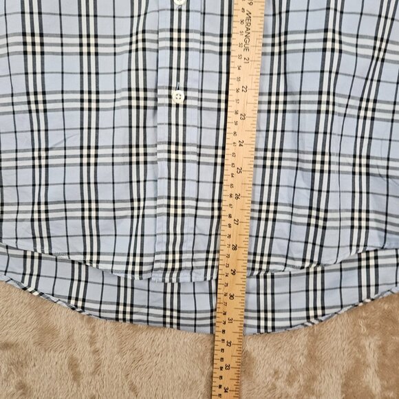 Burberry London Made in USA Plaid Shirt Men's Size M Check Blue Long Sleeve Brit - Picture 5 of 10